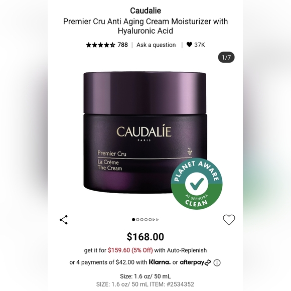 SALE! CAUDALIE Premier Cru The Cream Moisturizer Hyaluronic Acid 15ml - Picture 2 of 4